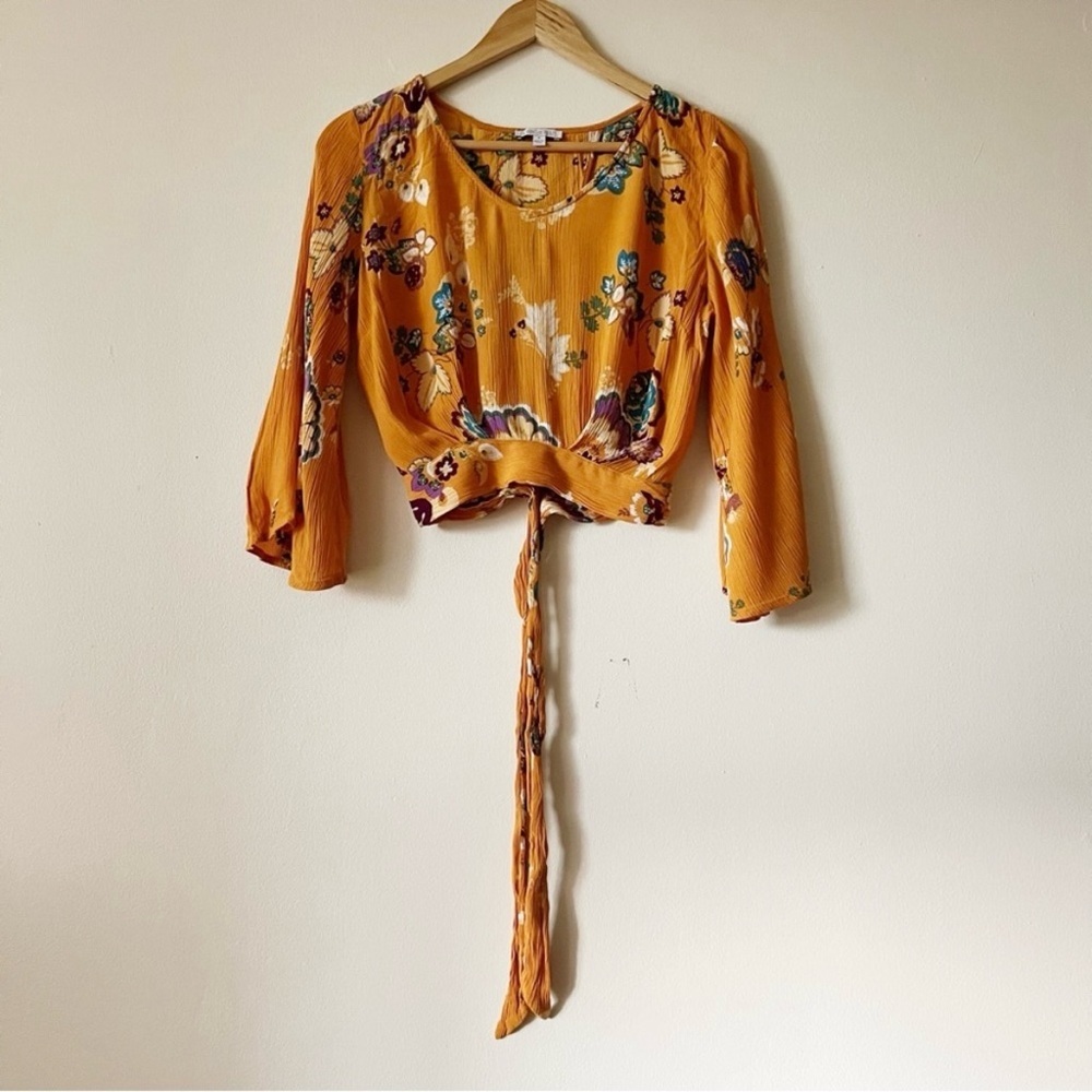 Patrons of Peace Small Bell Sleeve Crop Top Kawaii Western Boho Hippie Festival